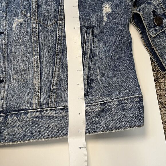 BDG Urban Outfitters Jean Jacket Distressed Cropped Grunge 90’s Women’s Medium - Picture 9 of 11